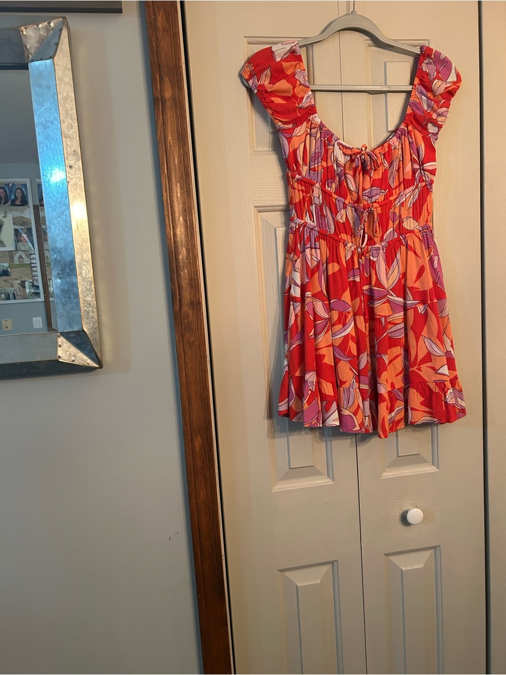 Sky to Moon Women's Red Floral Scoop-Neck Dress NWOT
